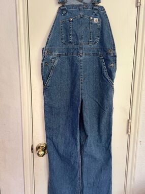 Carhartt Blue Denim Bib Overalls with Front Pocket